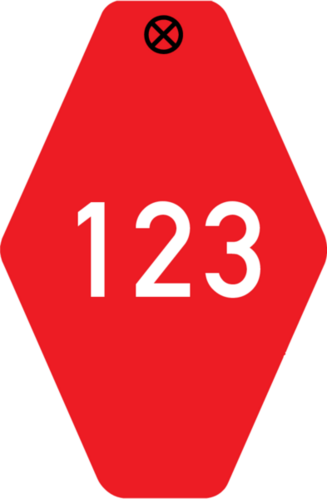 Werkzeugmarke Raute Kunststoff rot mit Zifferbgravur